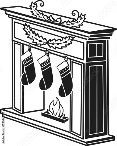 Classic ornate fireplace mantel with detailed carvings and pediments elegant home decor isolated on transparent background