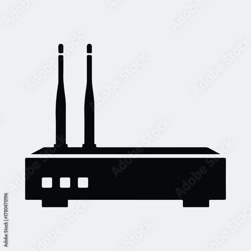 Silhouette of a wireless router device network equipment Vector illustration