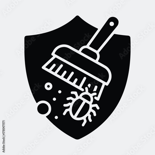 Silhouette pest control cleaning shield protecting from insects Vector illustration