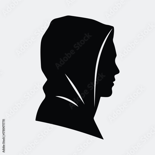 Silhouette profile of person in hood headwear dark Vector illustration