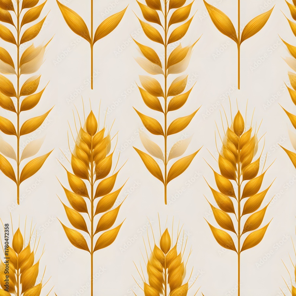 Fototapeta premium wheat barley seamless dance of golden stalks swaying like sunlit whispers on light background