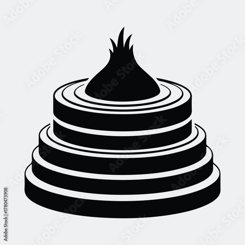 Silhouette tiered cake abstract black and white Vector illustration