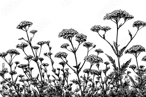 Nature's Bounty: Black White Celebration Chamomile Elderflower | Clean, isolated vector art for creative projects.