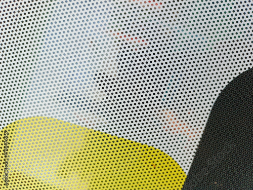 Foto Close-up view at One Way Vision sticker film with dot pattern on glass