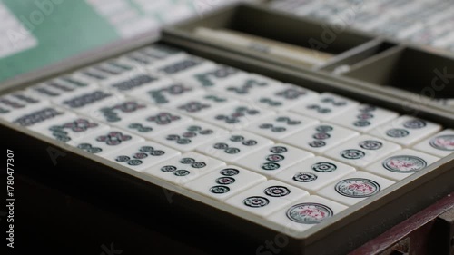 Chinese Mahjong Game Pieces Showing Pin and Suo Suits Close-up Detail