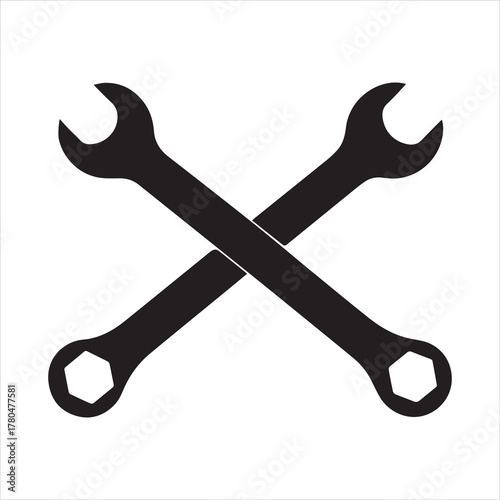 two crossed wrench silhouette vector, wrench icon, wrench icon vector