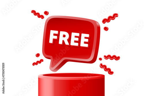  3D red button chat box