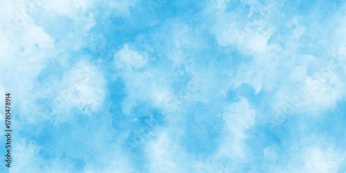 blue watercolor paint stroke background, white cloudy center and abstract watercolor, Vintage water color splash template or canvas for design, blue Watercolor vintage texture,