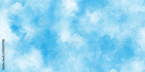 blue watercolor paint stroke background, white cloudy center and abstract watercolor, Vintage water color splash template or canvas for design, blue Watercolor vintage texture,