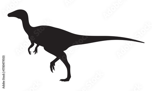Dinosaur silhouette standing on white background