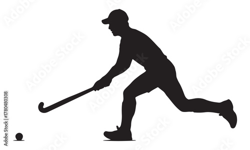 Field hockey player silhouette in action