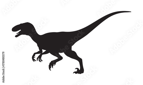 Black silhouette of a velociraptor dinosaur