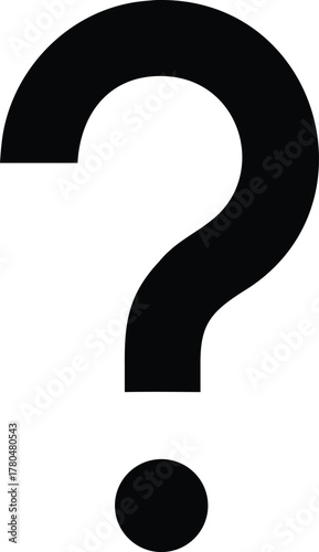 A simple black question mark icon on a plain white background