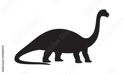 Black silhouette of a long necked dinosaur