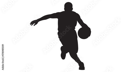 Basketball player dribbling silhouette
