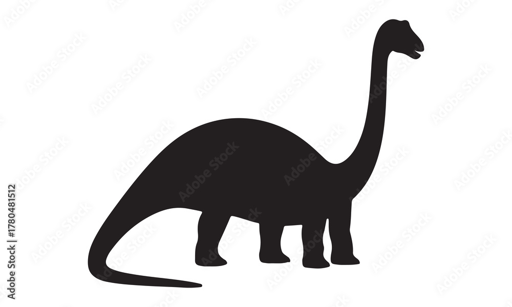 Fototapeta premium Black silhouette of a long necked dinosaur