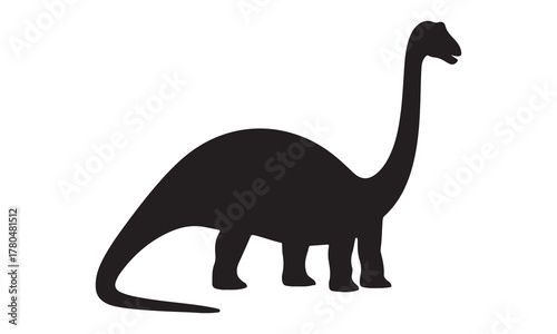 Black silhouette of a long necked dinosaur