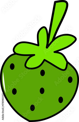 Simple Hand-Drawn Green Strawberry Doodle