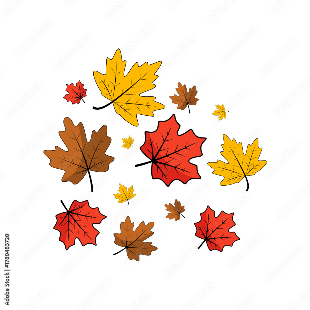 Obraz premium Falling Maple Leaves Vector Illustration