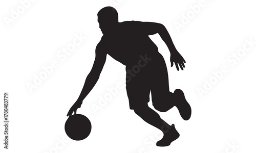 Dynamic basketball player dribbling silhouette