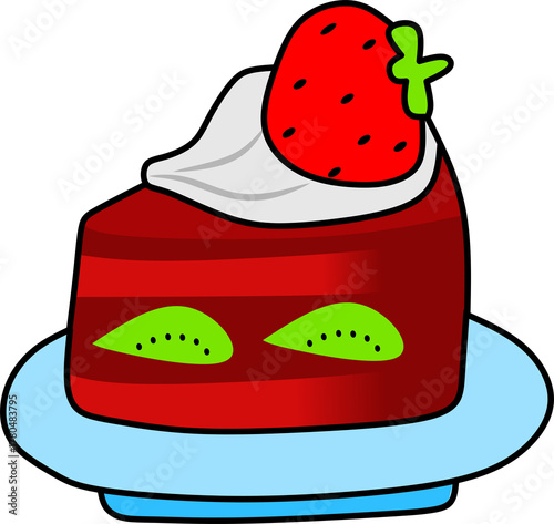 Delicious Strawberry Kiwi Cake Slice with Whipped Cream