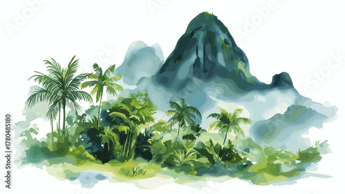 Montagne dArgent. Montagne dArgent hand drawn watercolor illustration