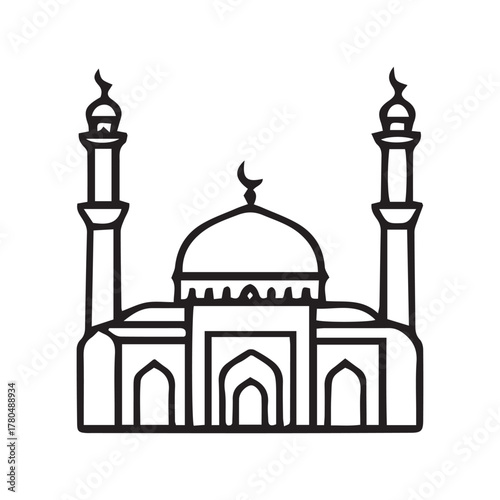 Masjid Line Art Vector Minimalis Islam