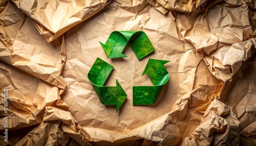 Crumpled brown paper texture background is a recycled paper symbol for a green environment gift concept or holiday celebration