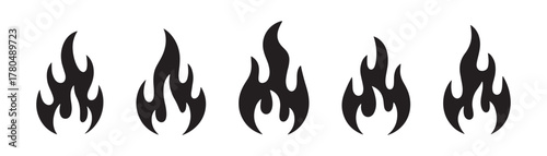 Fire icon collection. Fire flame symbol. Bonfire silhouette logotype. fire icon vector