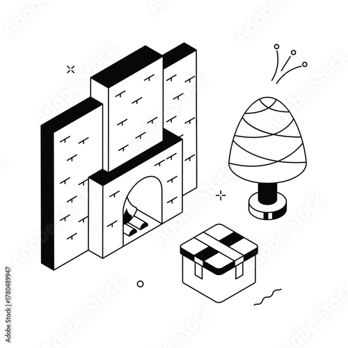 Have a look at this amazing isometric illustration of fireplace