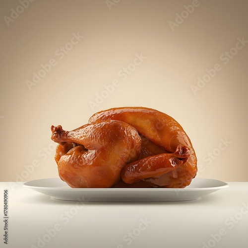 Roasted chicken on a white plate