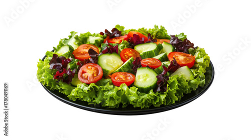 Fresh Garden Salad with Tomatoes and Cucumbers isolated on a transparent background 1