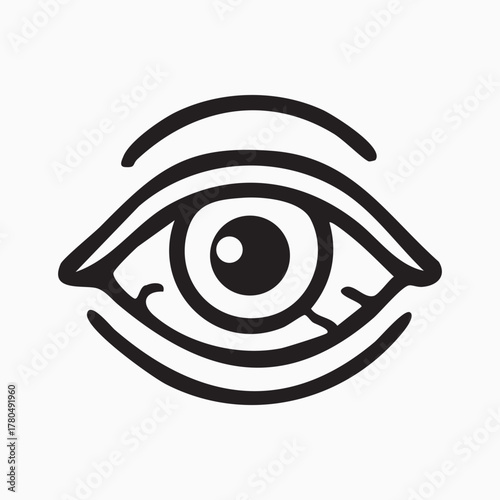 Stylized Single Eye Illustration Black and White Graphic Depiction of Vision and Sight Minimalist Tattoo Design Concept