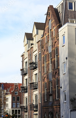 Rapenburg Canal House Facades in Amsterdam, Netherlands
