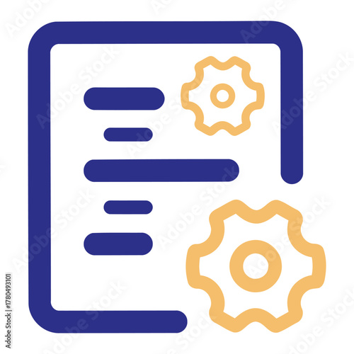 Colorful Document Configuration Settings Outline Vector Icon
