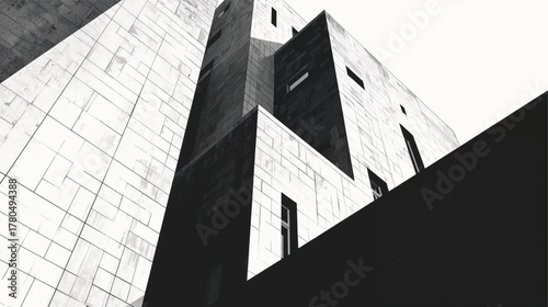 Ai generate ,Minimal Vector Artwork of Brutalist City Architecture and Structural Shadows