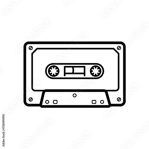Compact cassette retro music line vector icon