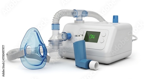 Medical respiratory device with mask and nebulizer