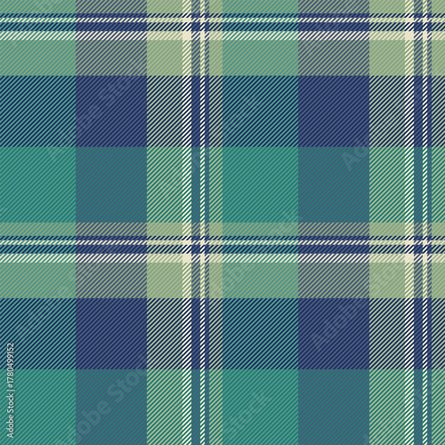 Identity seamless pattern background, customized fabric textile check. Fiber plaid vector tartan texture in blue and teal colors.