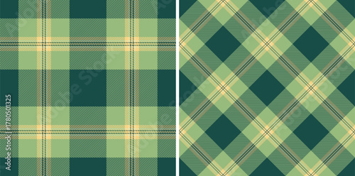 Check plaid pattern of tartan textile texture with a background seamless fabric vector. Set in spring colors. Fashion trends for every season and holiday.