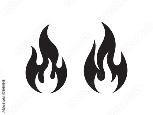 Fire icon collection. Fire flame symbol. Bonfire silhouette logotype. fire icon vector