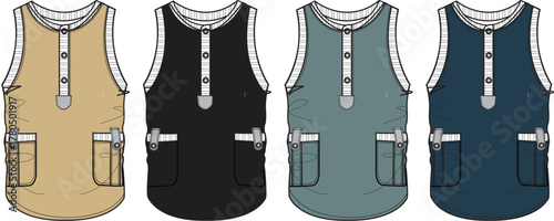 Sleeveless Shirts Set Diverse Palette of Colors for Garment Design