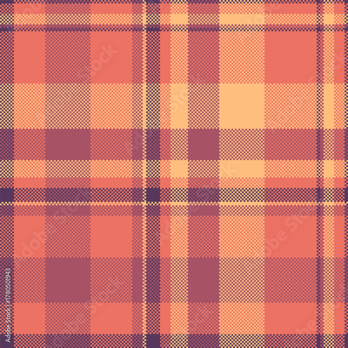 40s fabric texture textile, repeatable patterns seamless check vector. Fall tartan plaid background pattern in red and orange colors.