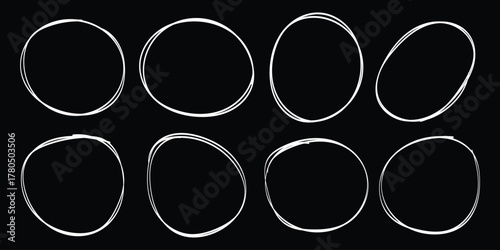 Highlight oval circle hand drawn doodle frames. Free pencil round lines. Round brush mark. . Line oval round vector brush stroke. Hand drawn oval sketch frame illustration on isolated background . 