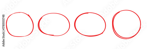 red circle highlight, pen ovals doodle. Marker ellipses frames in sketch style. Hand drawn vector illustration  . Vector circular scribble doodle round circles for message and for note mark .  eps 10 