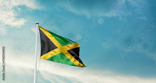 Foto Jamaica national flag fluttering