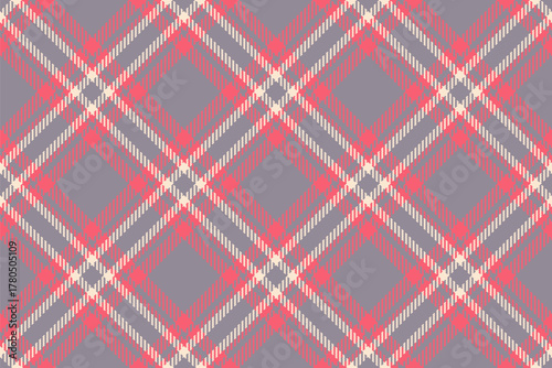 Classic tartan pattern with pink and white lines on a grey background. Use for textiles, fashion, decoration, or any creative project requiring a timeless and elegant touch.