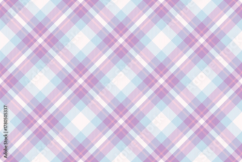Pastel plaid pattern in light blue and purple. Classic fabric design for backgrounds, textiles, apparel, or wrapping paper. Calming and versatile.