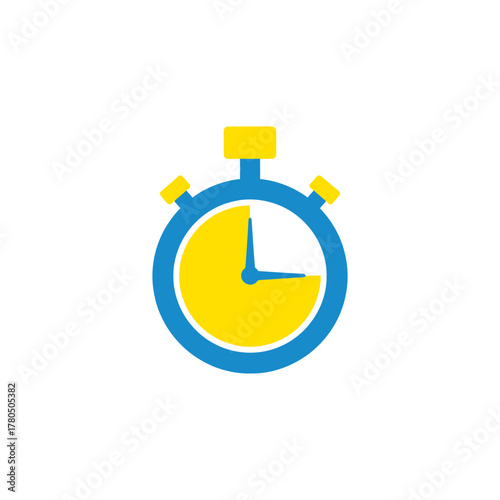Free Download Blue and yellow stopwatch showing time passing, representing deadlines and urgency in a minimalist style. - GFXLoad