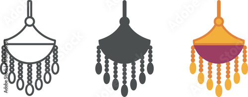 Decorative chandelier ornament with beads illustration in diverse colors vector design element